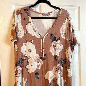 Plus size- 2X Dalia dusty rose Top w/Zipper